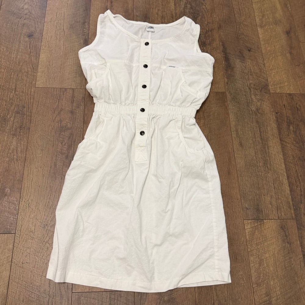 Vintage 90s Ideas Button Front Dress Women Large White